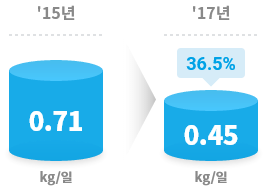 ('15년 0.71kg/일 → '17년 0.45kg/일)